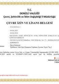 ÇEVRE İZİN ve LİSANS BELGESİ